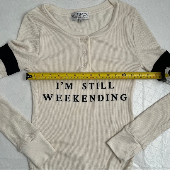 Wildfox I’m Still Weekending off white waffle knit graphic print bodysuit - Picture 4 of 8